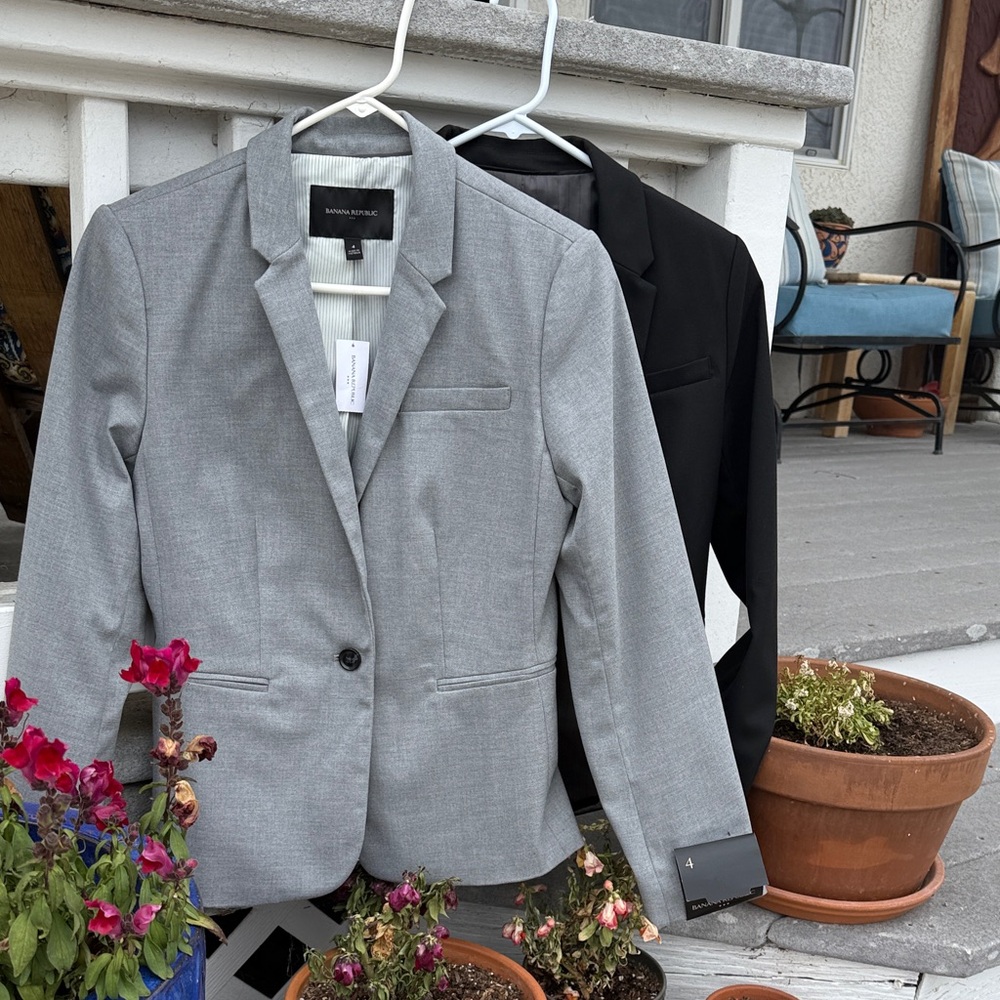 Banana Republic Gray and Black Blazers with Professional Tailoring